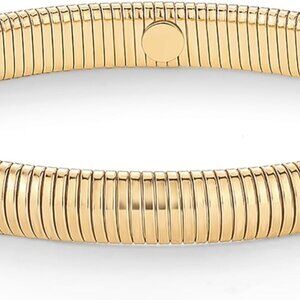 Stainless Steel 14K Gold Plated Waterproof Flexible Stretch Chunky Bangle for Wo